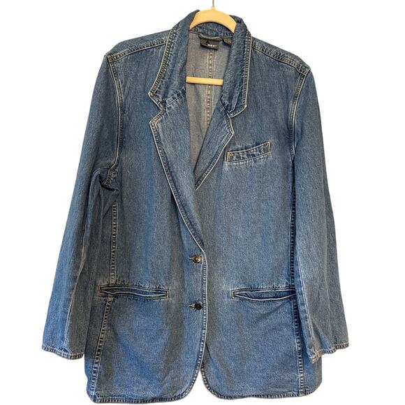 Vintage 80's LizWear Denim Blue Blazer Jacket  Sz12 - Picture 1 of 7